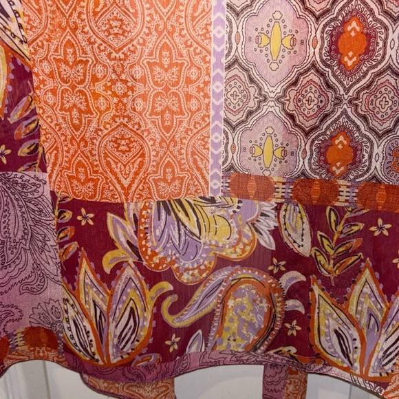 GEORGE BRAND  BRIGHT COLORS KIMONO PINKS/ORANGE/PURPLE BELL SLEEVES WITH TIES - Picture 6 of 14